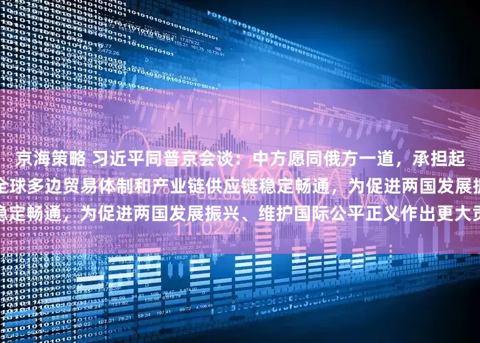 京海策略 习近平同普京会谈：中方愿同俄方一道，承担起时代赋予的特殊责任，维护全球多边贸易体制和产业链供应链稳定畅通，为促进两国发展振兴、维护国际公平正义作出更大贡献