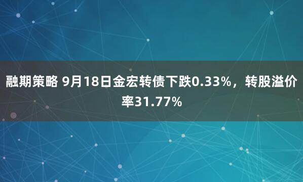 融期策略 9月18日金宏转债下跌0.33%，转股溢价率31.77%